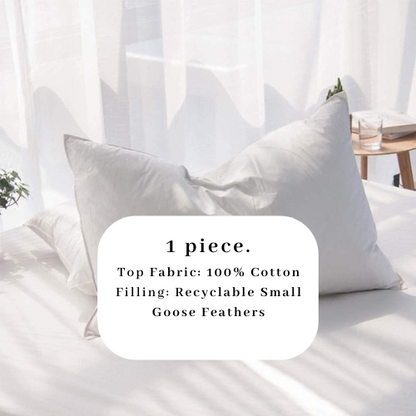 1 piece Recyclable Feather Pillow, Soft Medium Support 100% Cotton.