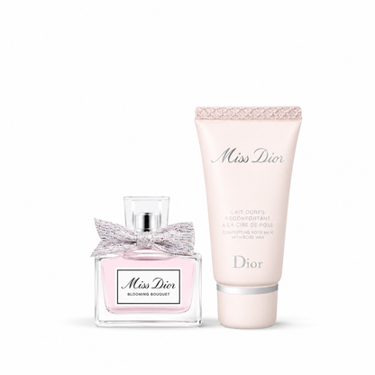 Dior Pink Ribbon Pouch and Mini Miss Dior Blooming Bouquet Set with Gift Bag