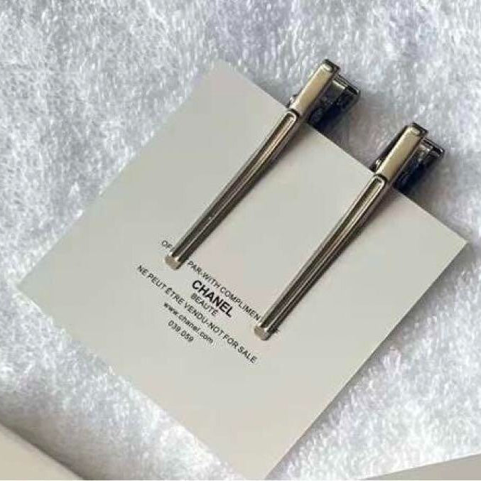 Chanel Beauty Hair Pin Hair accessory CC Counter Llimited Silver 2 Set Novelty 6x1 cm