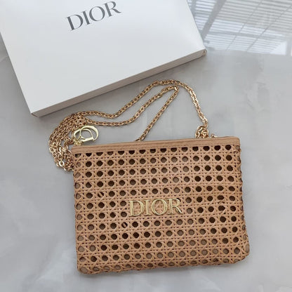 Dior Beauty Raffia Counter Cosmetic Bag Transformed to Crossbody Bag