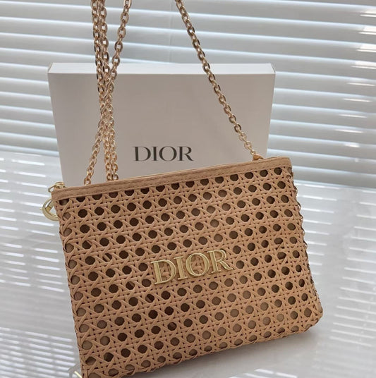 Dior Beauty Raffia Counter Cosmetic Bag Transformed to Crossbody Bag