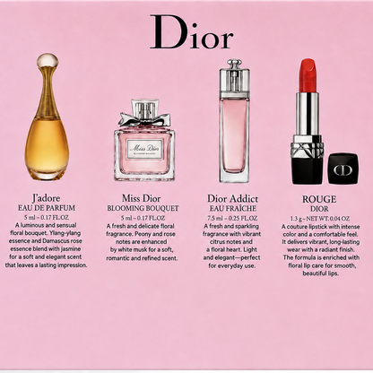 Christian Dior 4-Piece Women's Mini Fragrance and Makeup Gift Set