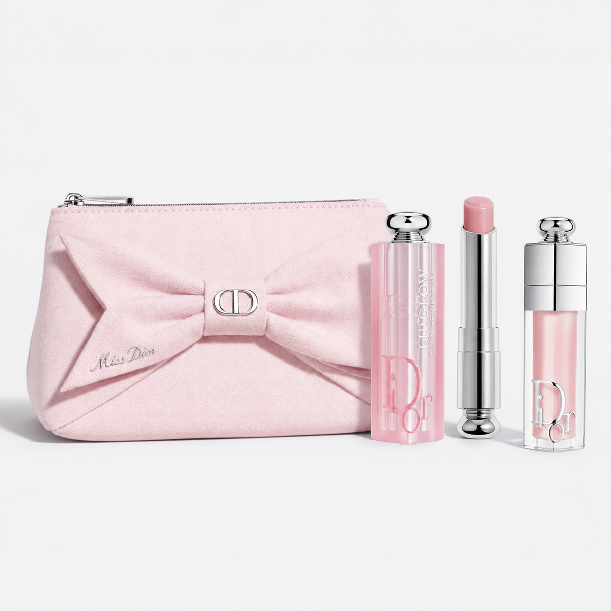 Dior Beauty  Pink Ribbon Pouch NEW 2026 with Addict Lip set 001 Pink and Gift Shopping bag