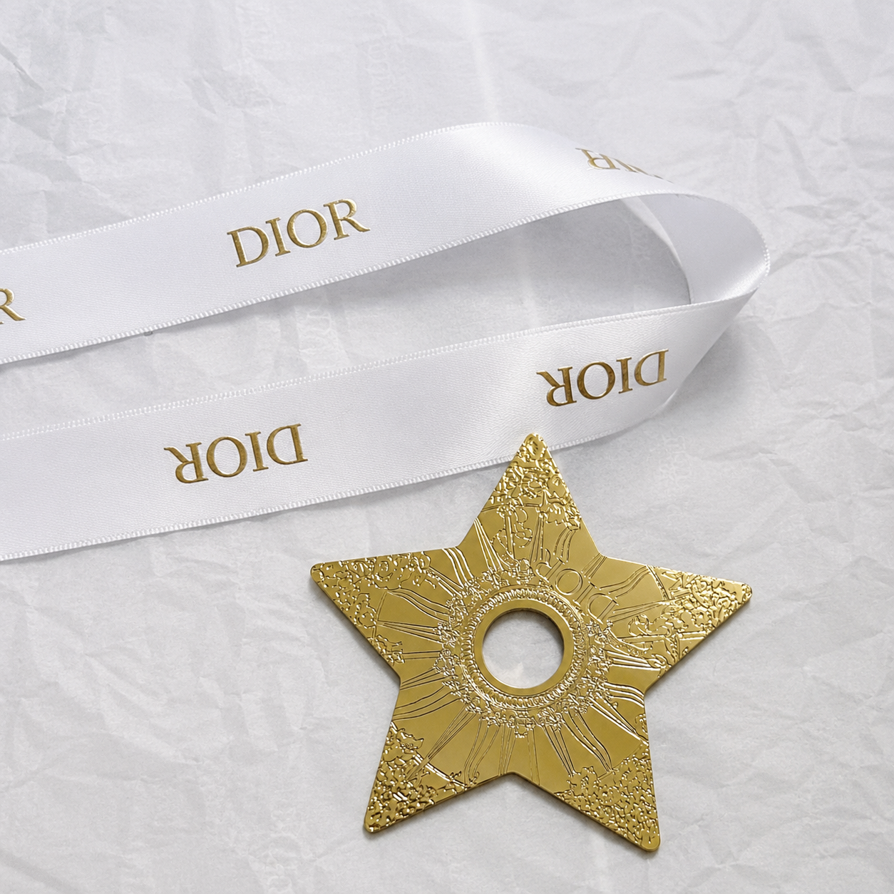Dior Logo Satin Ribbon 1,5 Meters and  Lucky Star Pendant Bag Pendant