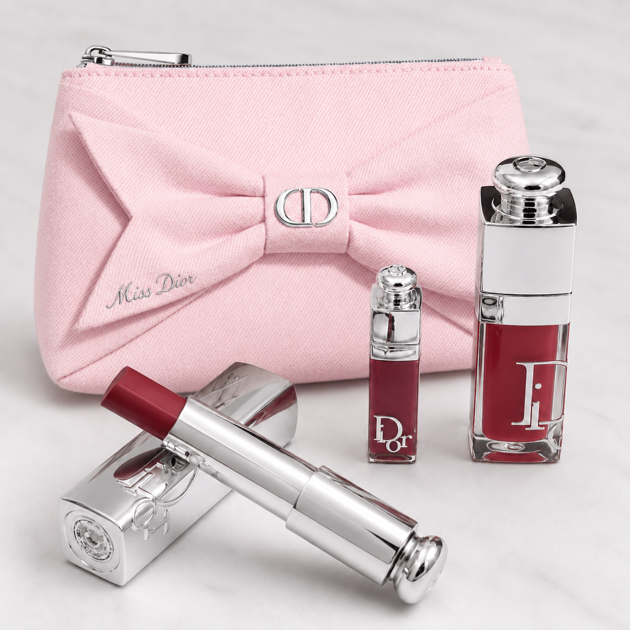 Dior Beauty  Pink Ribbon Pouch NEW 2026 with Addict Lip set and Gift Shopping bag