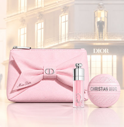 Dior Beauty  Pink Ribbon Pouch NEW 2026 Plumping Lip Gloss 001 Pink,  Melt-In Hand Cream, Shopping bag