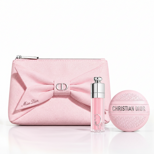 Dior Beauty  Pink Ribbon Pouch NEW 2026 Plumping Lip Gloss 001 Pink,  Melt-In Hand Cream, Shopping bag