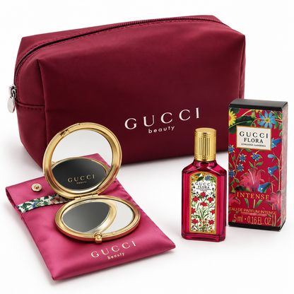 Gucci Beauty Pouch/Bag with Intense Gardenia MINI Parfume 5ml and Mirror