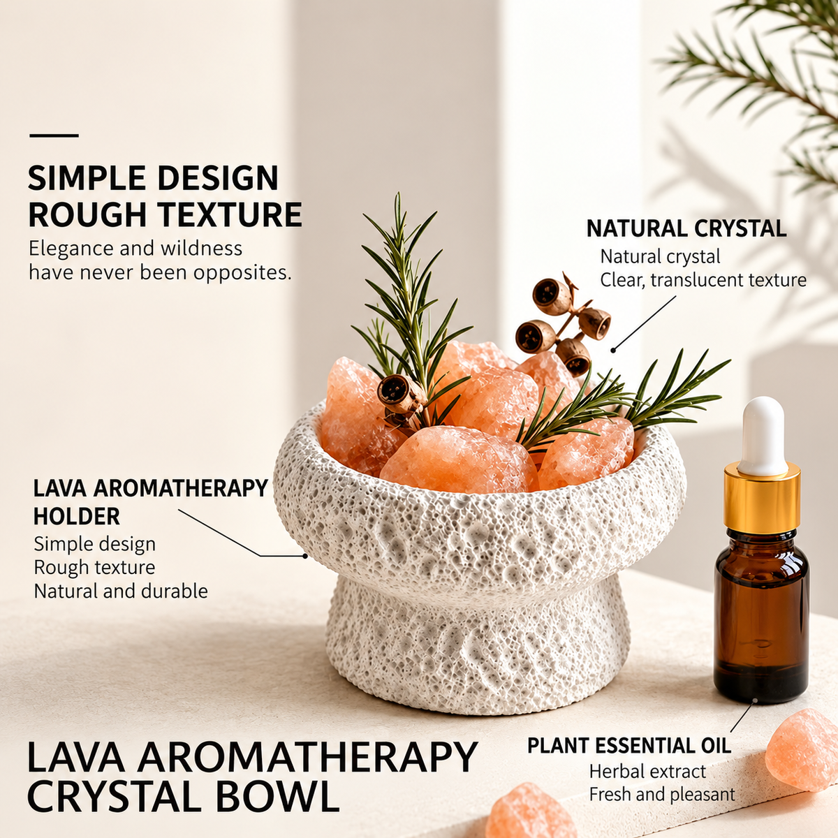 Lava Aromatherapy Crystal Bowl, Gift Set