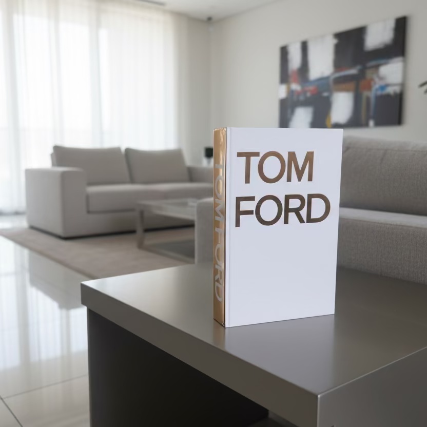 Tom Ford product packaging on a tiled floor