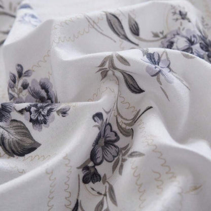 King size 6 pieces Bedding Set without filler, Bohemian with Blue Flowers Design