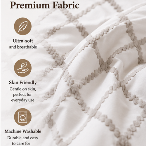 Queen size 6 pieces bedding set, Simply geometric print
