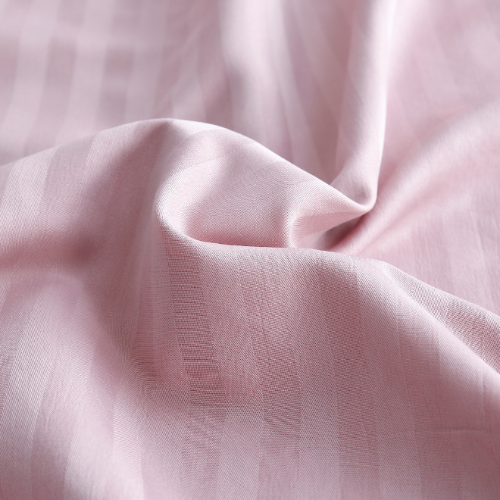 Single Size 3 Piece Set, Bedsheet with 2 Pillow Cases, Light Old Rose Color, Satin Striped Design.