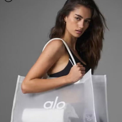 ALO Yoga Mesh Bag Fitness shoulder bag Beach Tote White - BusDeals