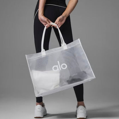 ALO Yoga Mesh Bag Fitness shoulder bag Beach Tote White - BusDeals