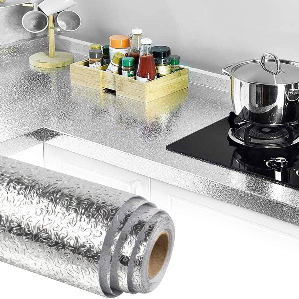 Aluminum foil waterproof paper kitchen stickers silver 40x5 meter. - BusDeals
