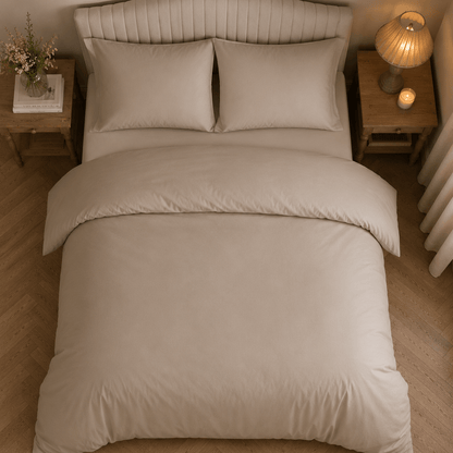 Bamboo Satin King Size 6 Pieces, quality Duvet Cover set, Matte Brown color. - BusDeals