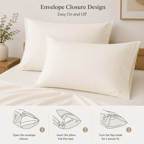 Bamboo Satin King Size 6 Pieces, quality Duvet Cover set, Matte off white color. - BusDeals