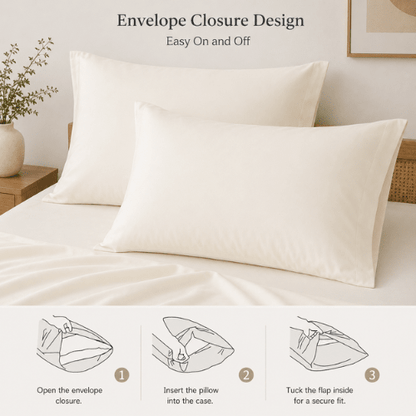 Bamboo Satin King Size 6 Pieces, quality Duvet Cover set, Matte off white color. - BusDeals