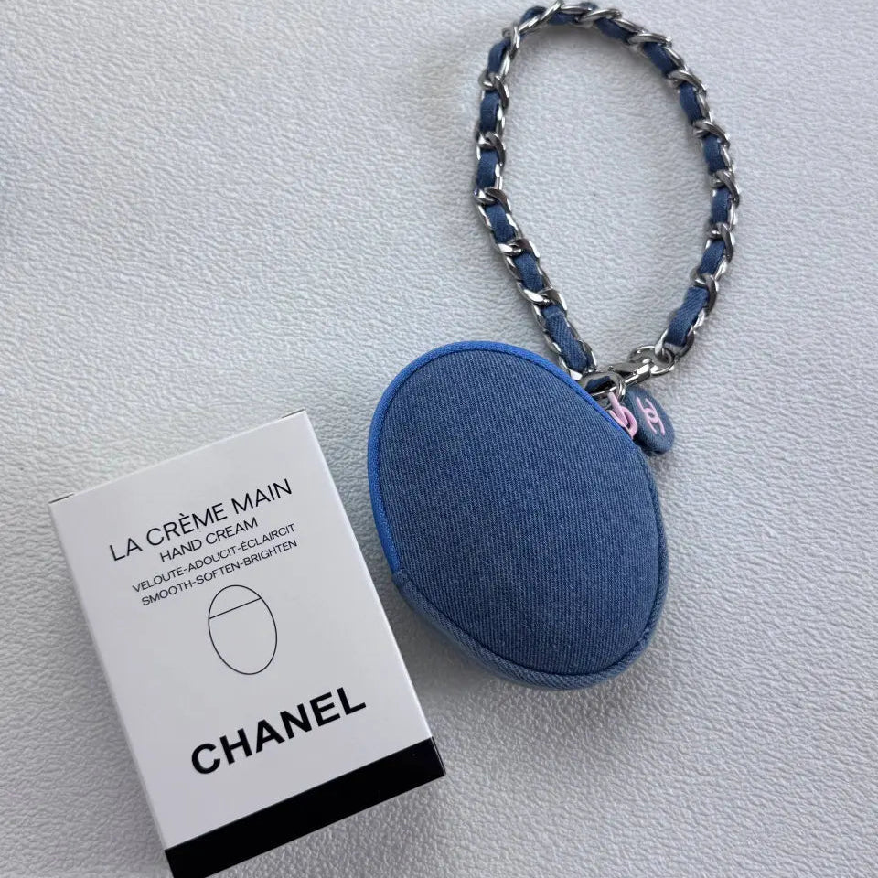 Chanel Beauty Denim Pouch Transformed to Bag with Style Chain - BusDeals