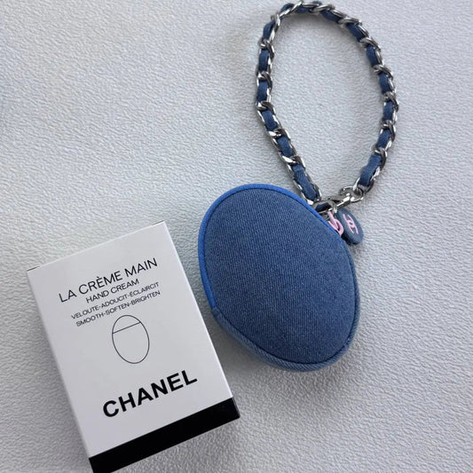 Chanel Beauty Denim Pouch Transformed to Bag with Style Chain - BusDeals