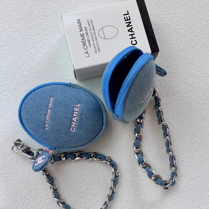 Chanel Beauty Denim Pouch Transformed to Bag with Style Chain - BusDeals