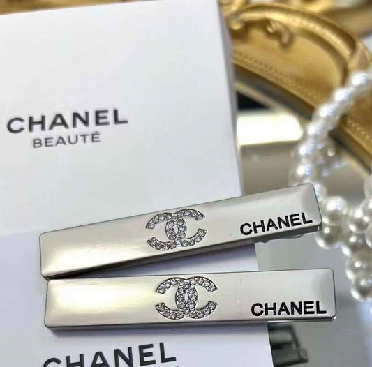 Chanel Beauty Hair Pin Hair accessory CC Counter Llimited Silver 2 Set Novelty 6x1 cm - BusDeals