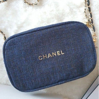 Chanel Beauty Transformed Cosmetic Navy Blue Luxury Canvas Crossbody Bag - BusDeals