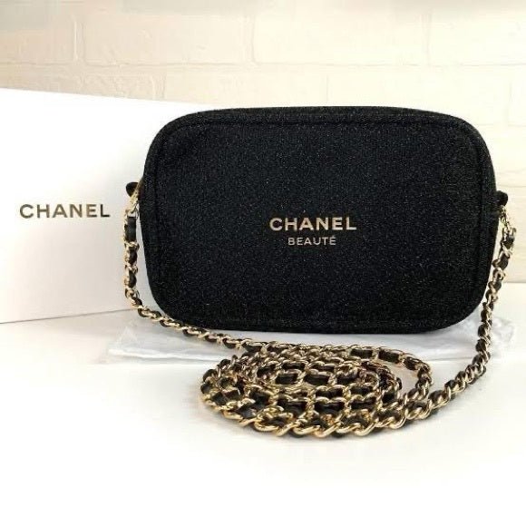 Chanel Beauty Transformed Cosmetic Red Velvet Gold Crossbody Bag Black - BusDeals