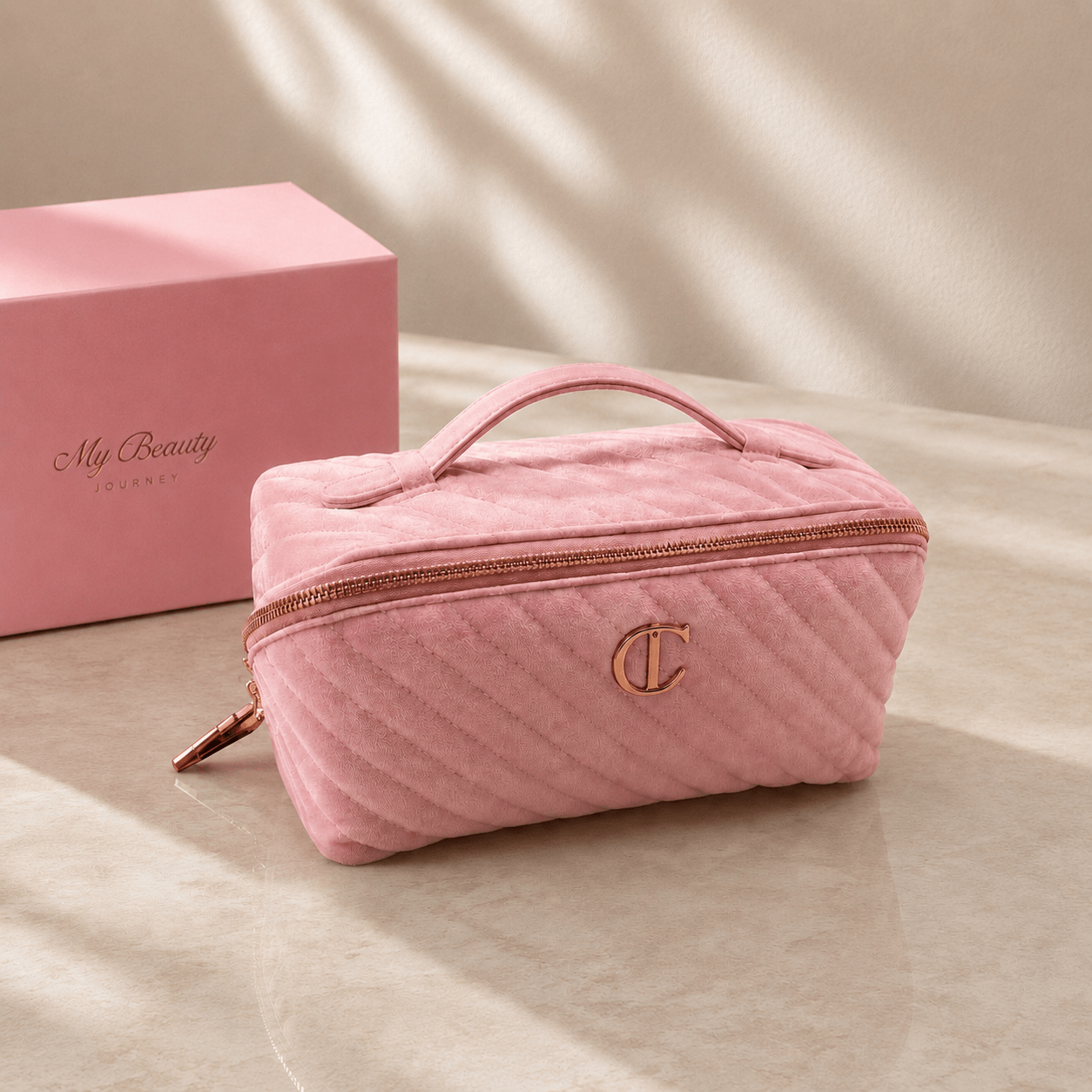 Charlotte Tilbury Velvet Large Organizer Bag Pink - BusDeals