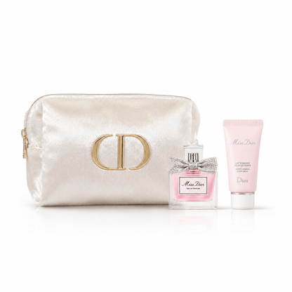 Christian Dior Beauty Shiny Cosmetic Bag with Perfume 5ml & Lotion 20ml Woman Mini Blooming Bouquet Set - BusDeals