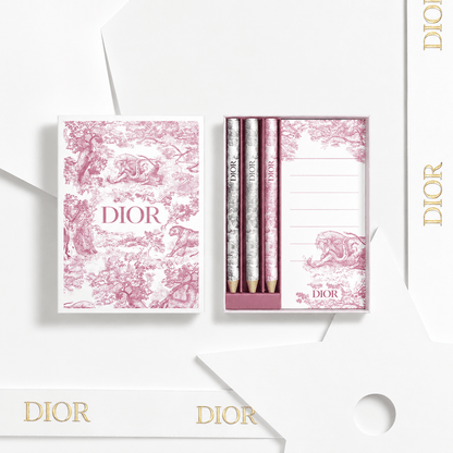 Christian Dior Gift set novelty memo notepad and pencil set pink with bag - BusDeals