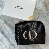 Christian Dior Small Shiny Glitter Velvet Cosmetic Makeup Toiletry Pouch Bag - BusDeals