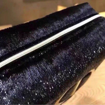 Christian Dior Small Shiny Glitter Velvet Cosmetic Makeup Toiletry Pouch Bag - BusDeals