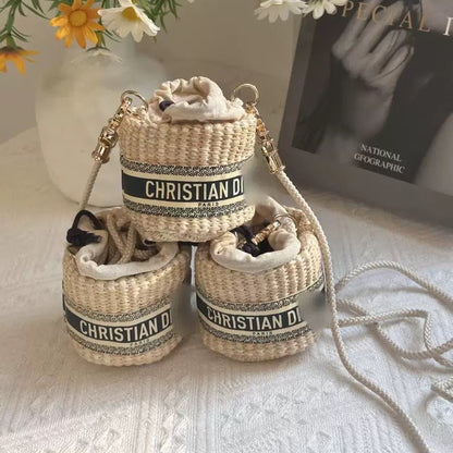 Christian Dior VIP Beauty Gift Woven Straw Mini Bucket Crossbody Bag - BusDeals