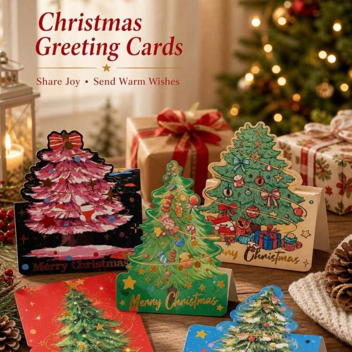 Christmas Tree Stamping 3D Greeting Card - BusDeals
