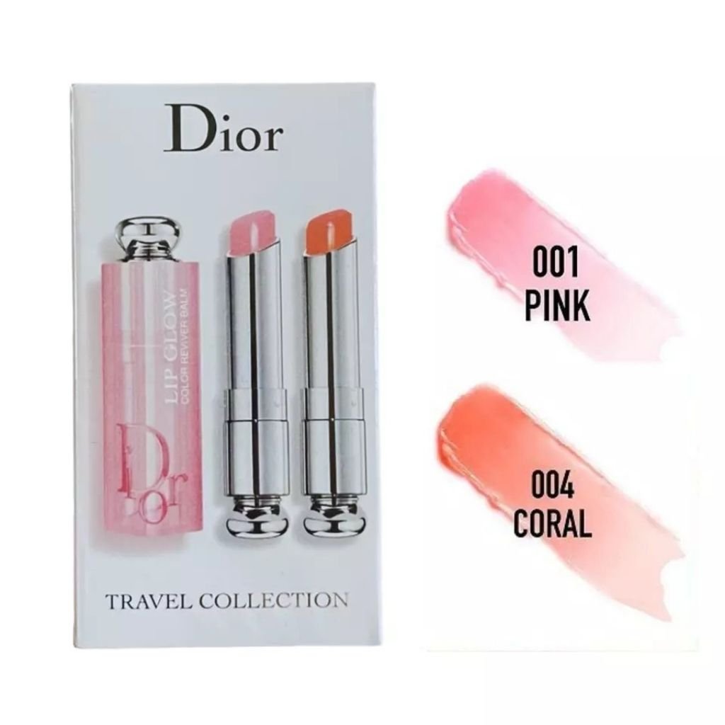 Dior Addict Lip Glow Reviver Duo Travel Collection 001 Pink 004 Coral - BusDeals