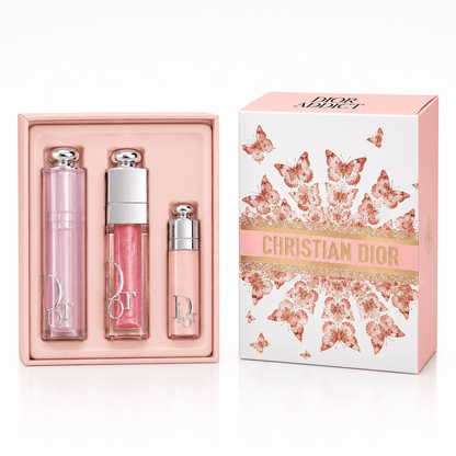DIOR ADDICT MINI HOLIDAY TRAVEL DUO 3-PIECE SET (001 Pink), Hydrating Lip Balm and Lip Oil - BusDeals