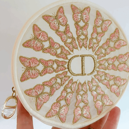 Dior Beauty 2026 Round Flora Embroidered Mesh Bag Counter Pouch, Beige - BusDeals