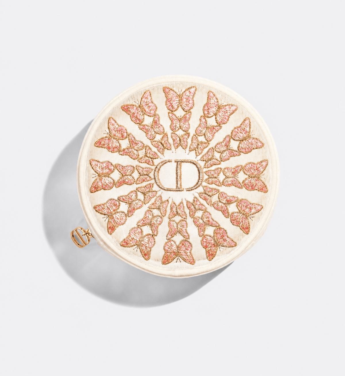 Dior Beauty 2026 Round Flora Embroidered Mesh Bag Counter Pouch, Beige - BusDeals