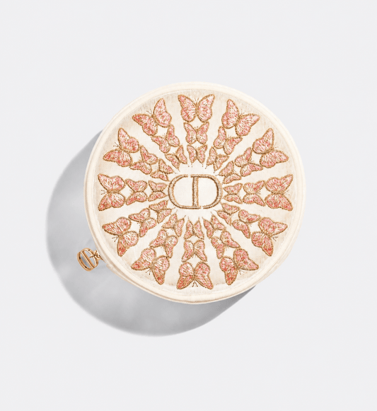 Dior Beauty 2026 Round Flora Embroidered Mesh Bag Counter Pouch, Beige - BusDeals