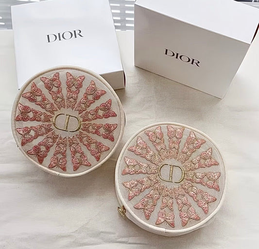 Dior Beauty 2026 Round Flora Embroidered Mesh Bag Counter Pouch, Beige - BusDeals