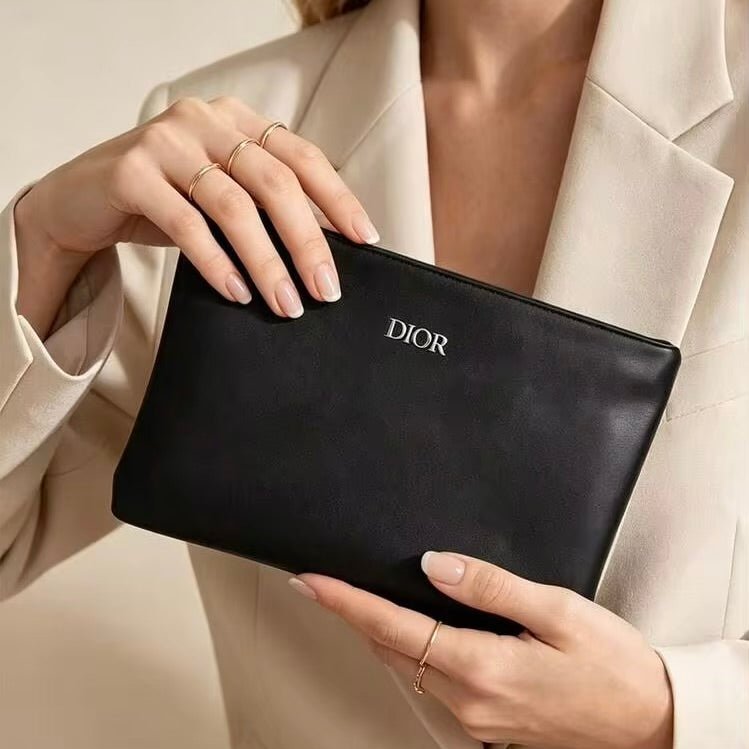 Dior Beauty Cosmetic Makeup Toiletry Black Pouch - BusDeals