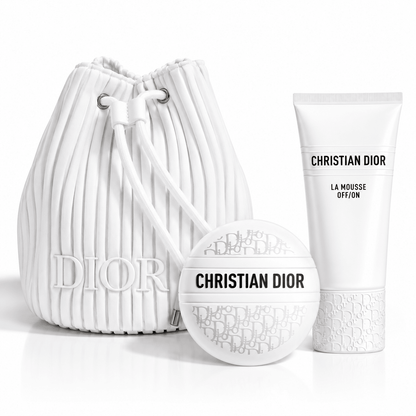 Dior Beauty Gift Set Drawstring Counter Makeup Bag with Balm Le Baume Cream and Foaming Cleanser - BusDeals