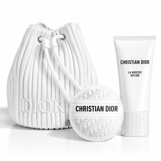 Dior Beauty Gift Set Drawstring Counter Makeup Bag with Balm Le Baume Cream and Foaming Cleanser - BusDeals