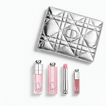 Dior Beauty Gift Set Silver Pouch, Dior Addict Lip set 001 Pink and Shopping bag - BusDeals
