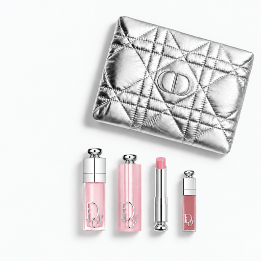 Dior Beauty Gift Set Silver Pouch, Dior Addict Lip set 001 Pink and Shopping bag - BusDeals