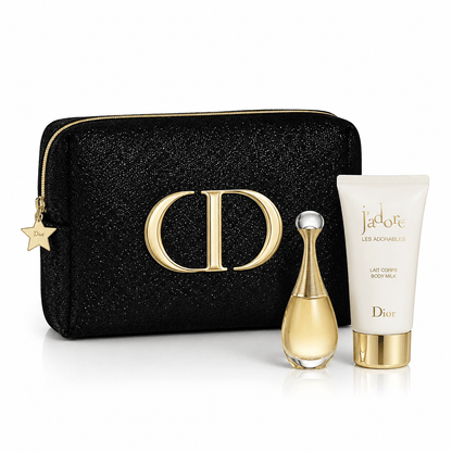Dior Beauty Gift Set Small Cosmetic Bag with J'adore Perfume For Women Mini Fragrance EDP & Body Lotion Duo Travel Set - BusDeals