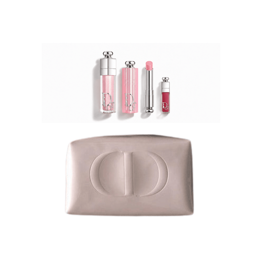 Dior Beauty Gift Set Vanity Pouch Dusty Pink, Dior Addict Lip set 001 Pink and Gift Shopping bag - BusDeals