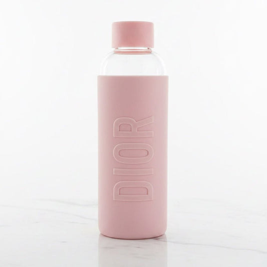 Dior Beauty Glass Water Bottle, with Decorative Silicon Cover - BusDeals
